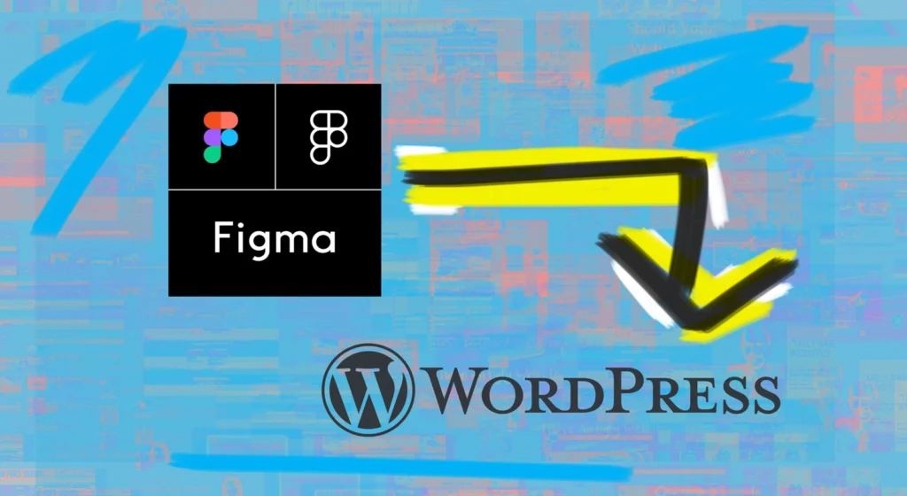 Graphic illustrating how to export Figma files to WordPress websites made by big linden team