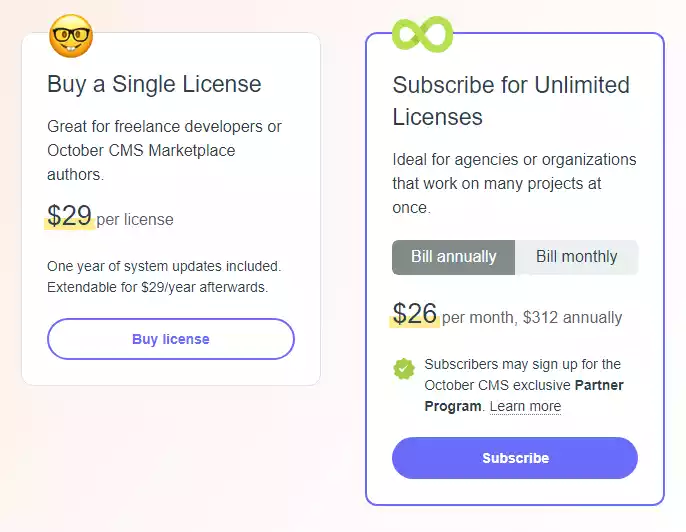 Pricing for OctoberCMS in 2023 - it is becoming a solid option to consider compared to Drupal